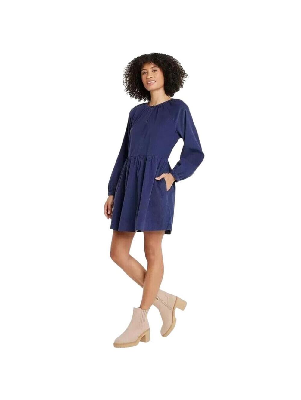 Universal Thread Dark Purple Corduroy Mini Dress Medium NWT Pockets DarkAcademia